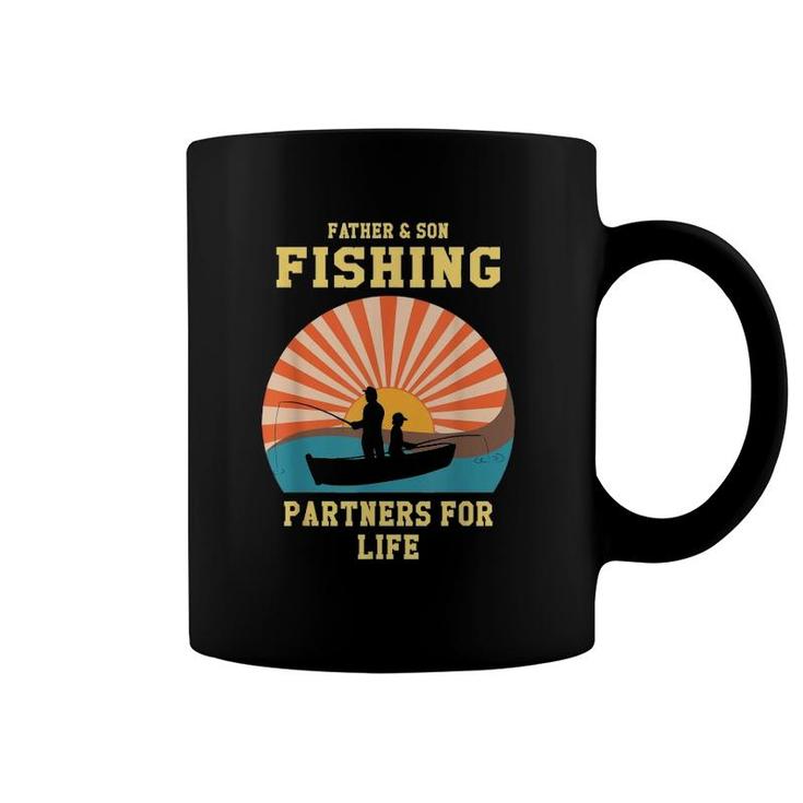 Retro Father Son Fishing Partners For Life Matching Coffee Mug