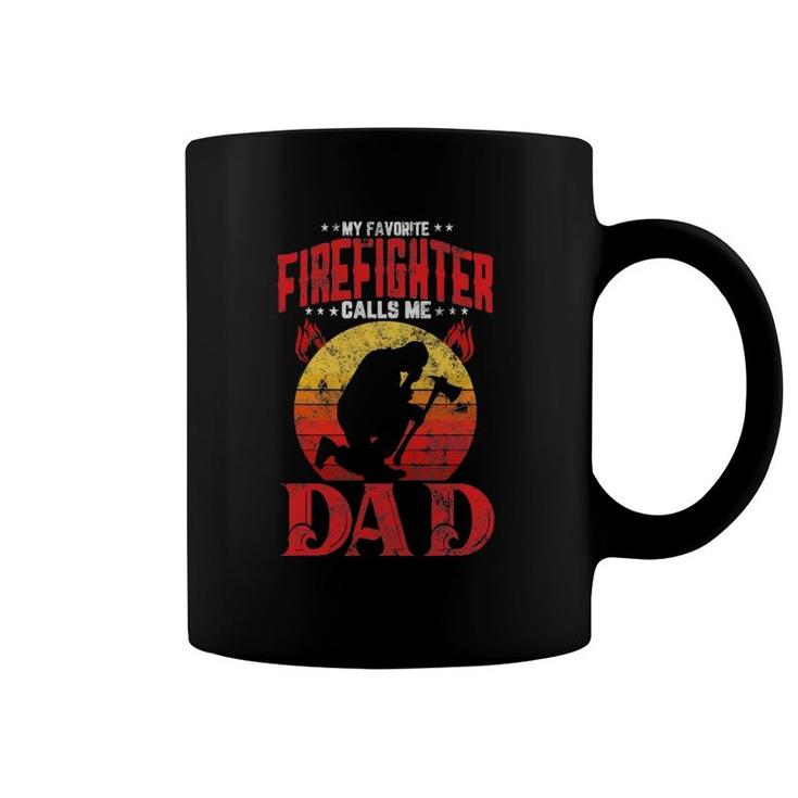 Retro Style My Favorite Firefighter Calls Me Dad Fathers Day Coffee Mug