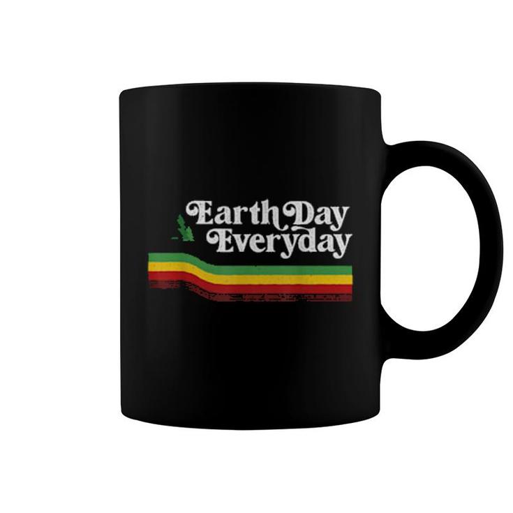 Retro Vintage Earth Day Everyday Rainbow Pine Tree Earth Day  Coffee Mug