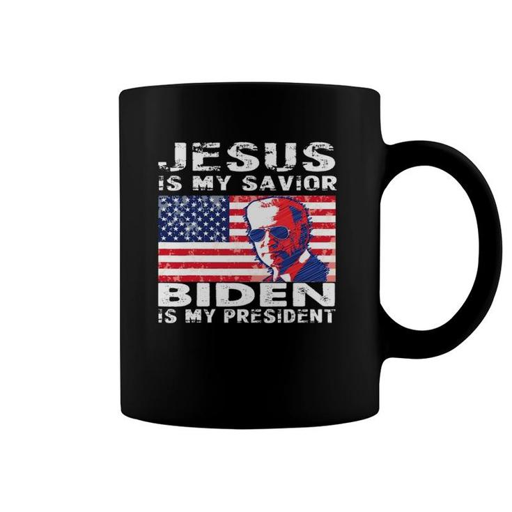 Retro Vintage Gift Jesus Is My Savior Biden Is My President Coffee Mug