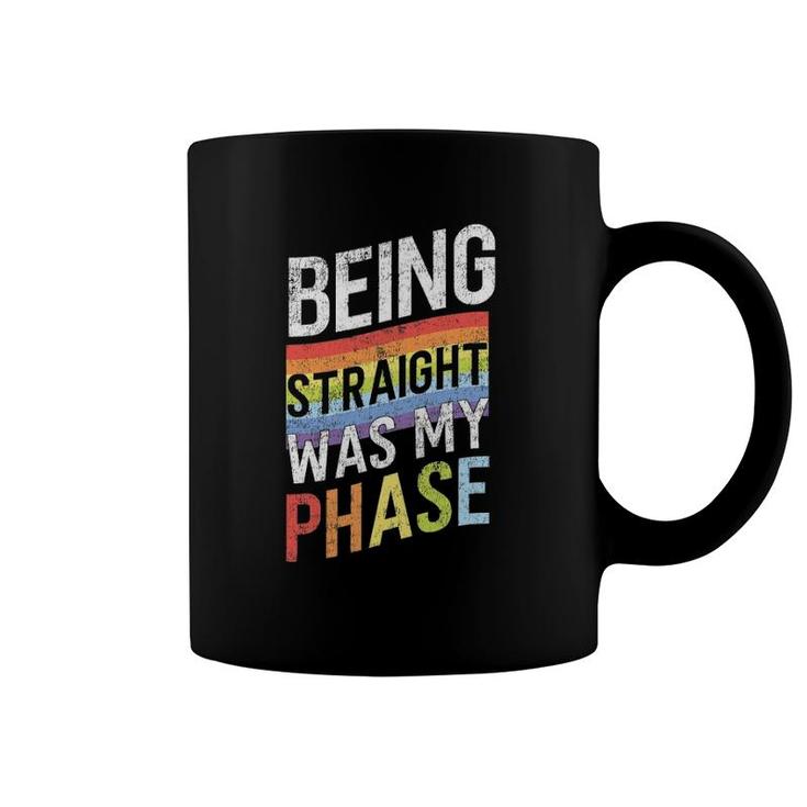 Retro Vintage Lgbt Pride Rainbow Being Straight Was My Phase Coffee Mug