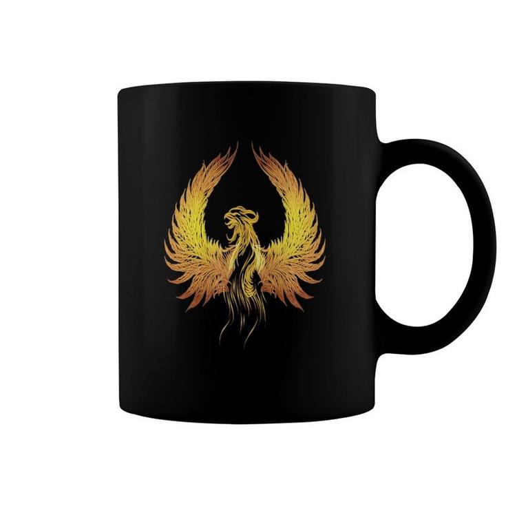 Rising Phoenix Fire Golden Mythical Reborn Rise From Ashes  Coffee Mug