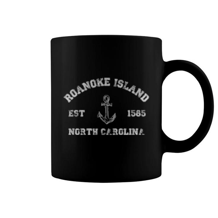 Roanoke Island, North Carolina Vintage Nautical Anchor Retro  Coffee Mug