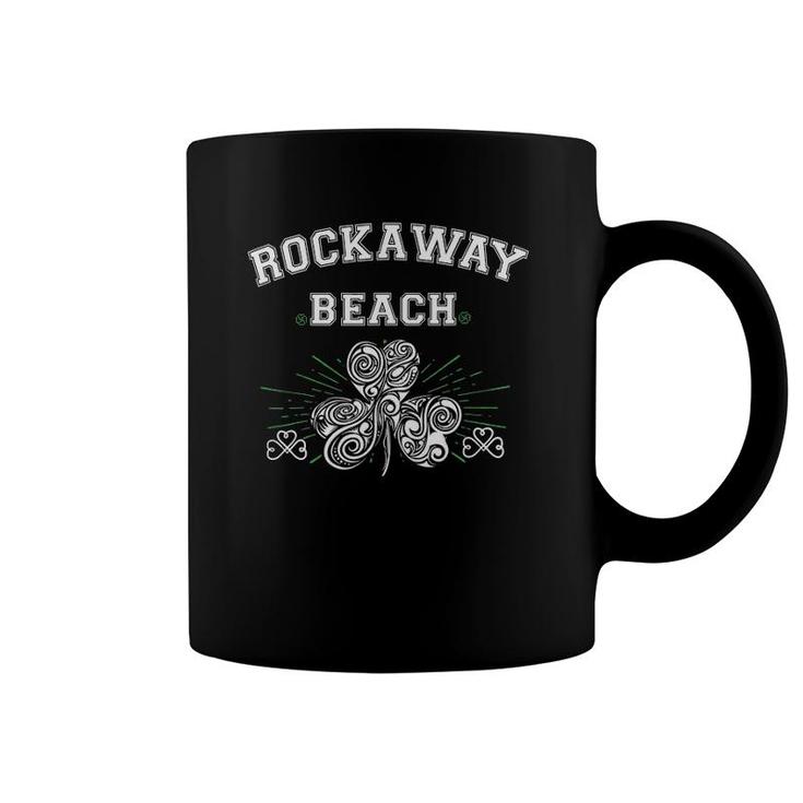 Rockaway Beach Queens Ny Irish Shamrock Distress Green Print Coffee Mug