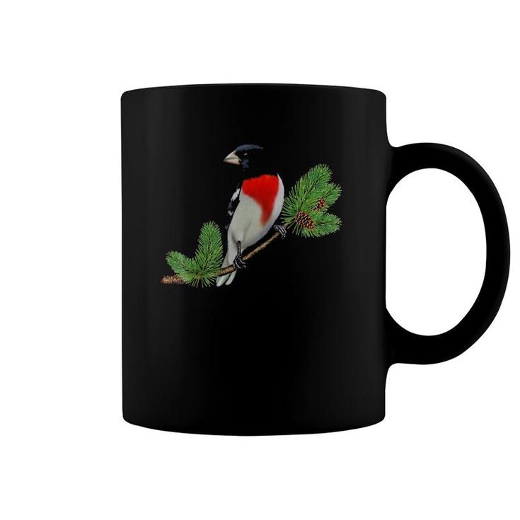 Rose-Breasted Grosbeak On Branch Birder & Bird Lover Gift Coffee Mug