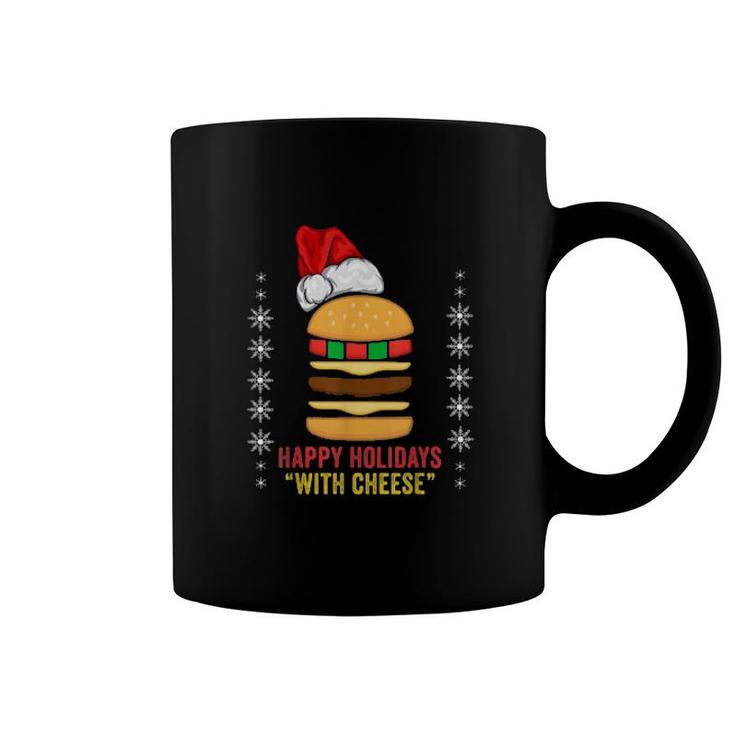 Santa Hamburger Happy Holidays With Cheese Christmas Sweater Coffee Mug