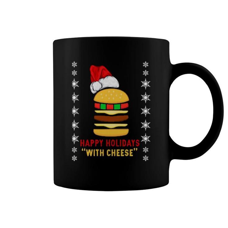 Santa Hat Hamburger Happy Holidays With Cheese Christmas Sweat Coffee Mug