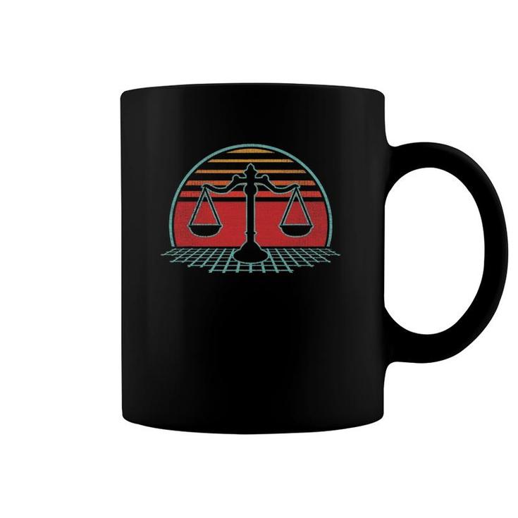 Scales Of Justice Lawyer Attorney Retro 80S Style Judge Gift Coffee Mug