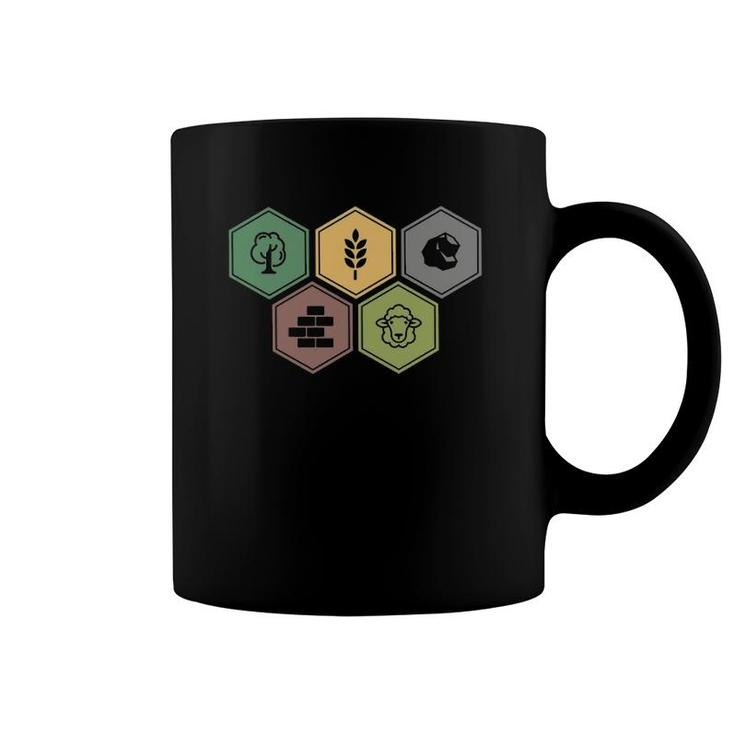 Settlers Board Game Inspired Minimalist Hex Design Coffee Mug