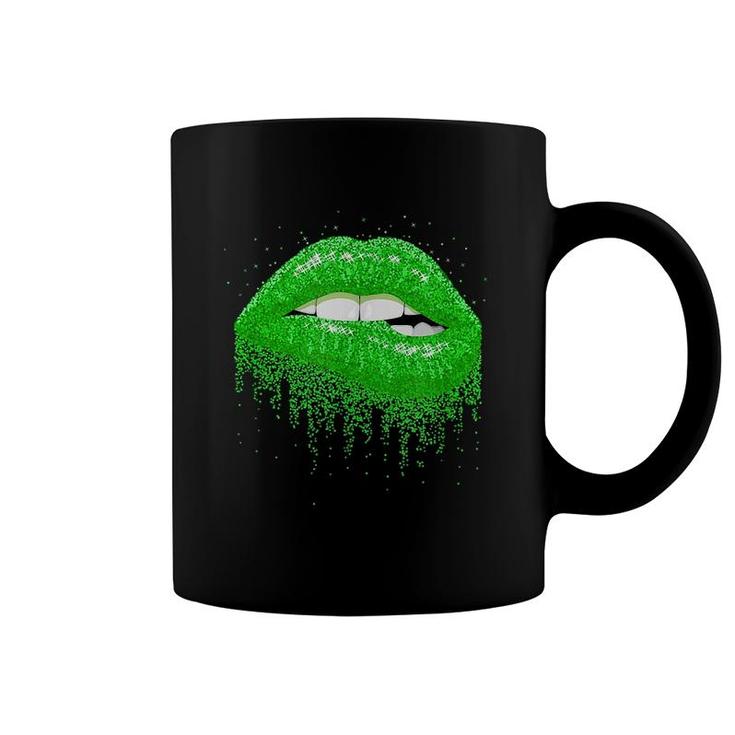 Sexy Irish Lips Kiss St Patricks Day Green Shamrock Coffee Mug