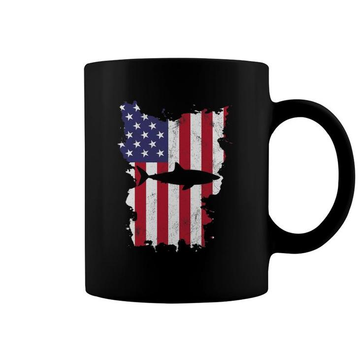 Shark Usa Flag America 4Th Of July Murica Gift Vintage Coffee Mug