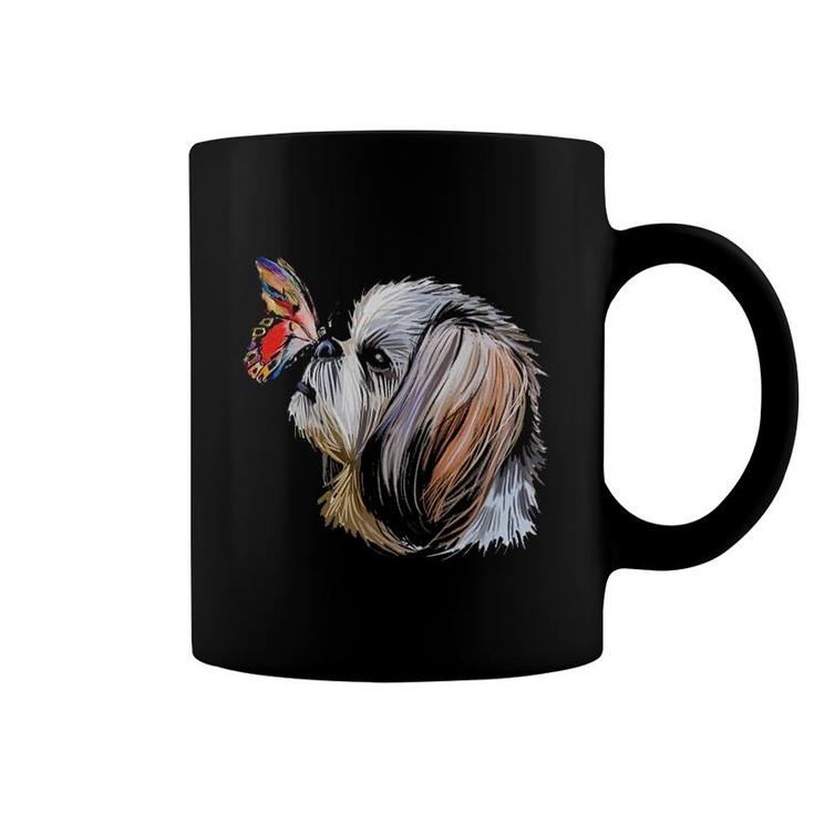 Shih Tzu With Butterfly Art Coffee Mug