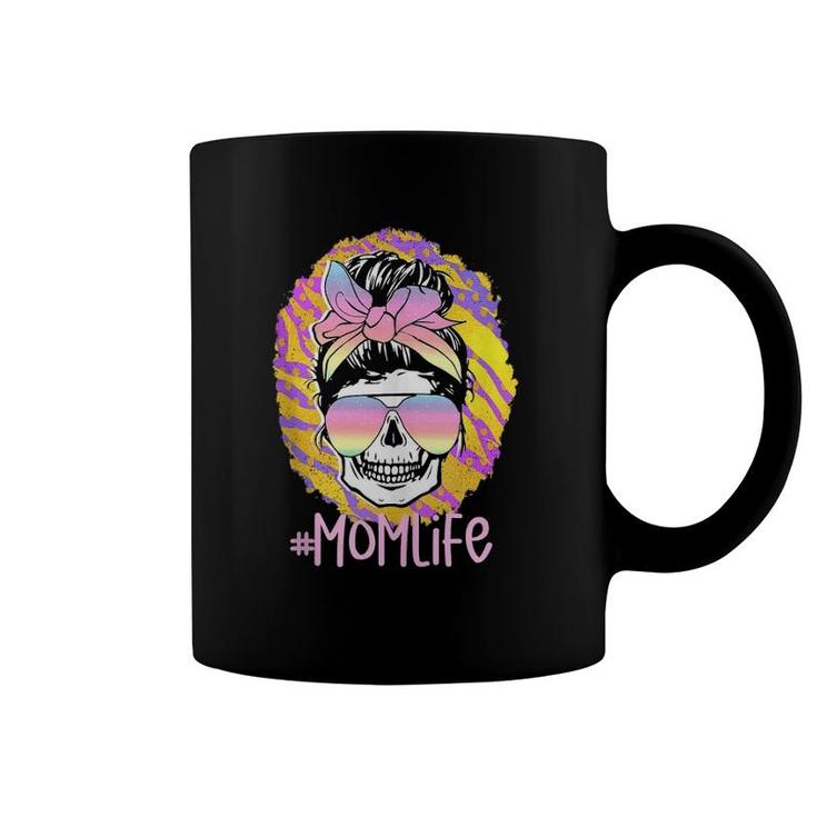 Skull Messy Bun Mom Life Bandana Pastel Ombre Sunglasses  Coffee Mug