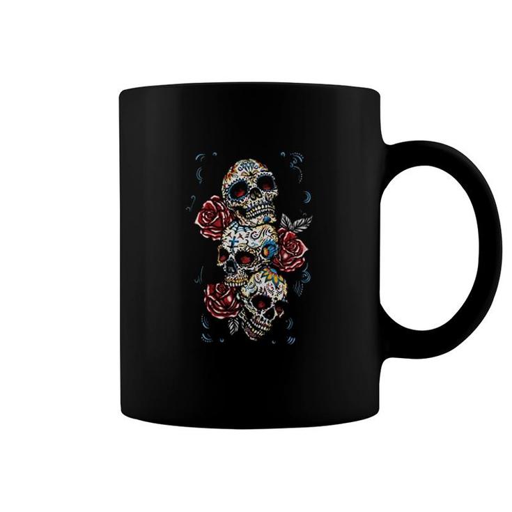 Skulls And Roses  Day Of The Dead Coffee Mug