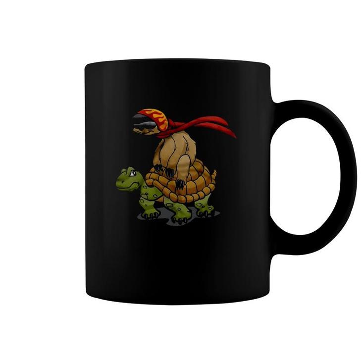Sloth Riding Turtle Funny Sloth Lover Coffee Mug