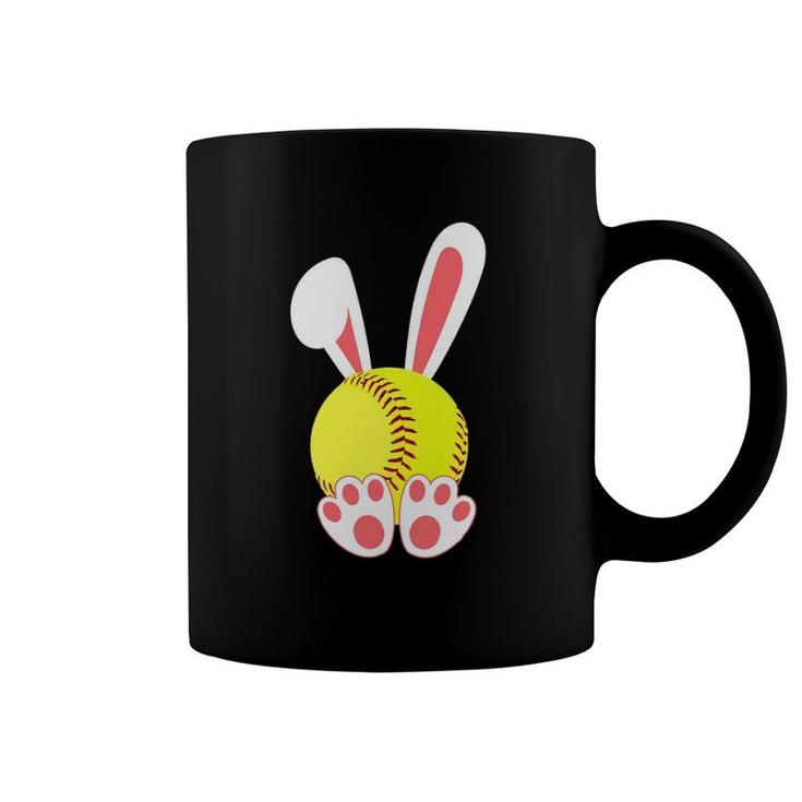 Softball Player Easter Bunny Ears For Girls Boys Coffee Mug