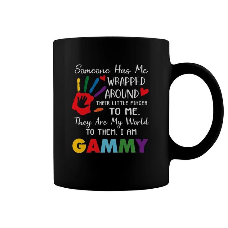 Someone Has Me Wrapped Arround Their Little Finger To Me Gammy Colors Hand Coffee Mug