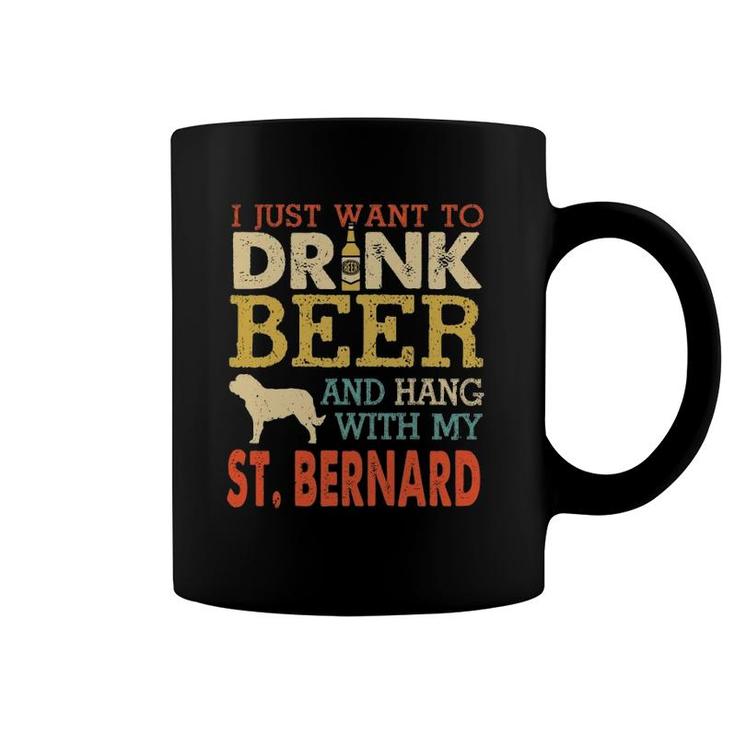 St Bernard Dad Drink Beer Hang With Dog Funny Men Vintage Coffee Mug