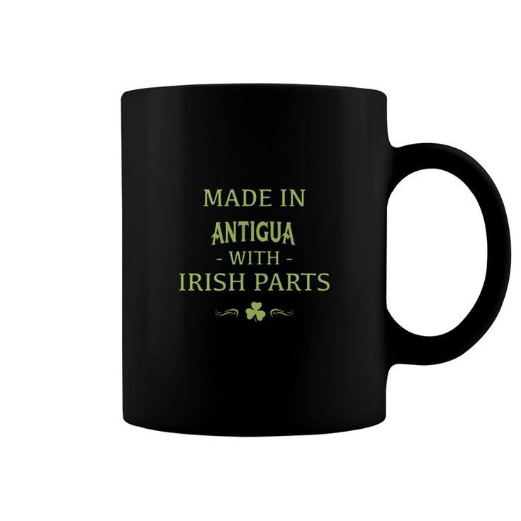 St Patricks Day Shamrock Made In Antigua With Irish Parts Country Love Proud Nationality Coffee Mug