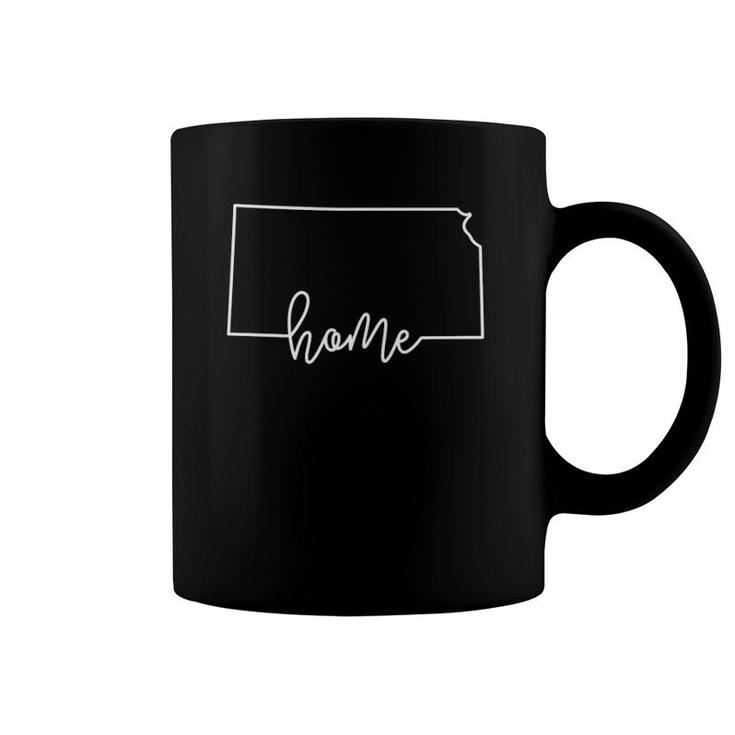 State Of Kansas Outline With Home Script Acj016b Coffee Mug