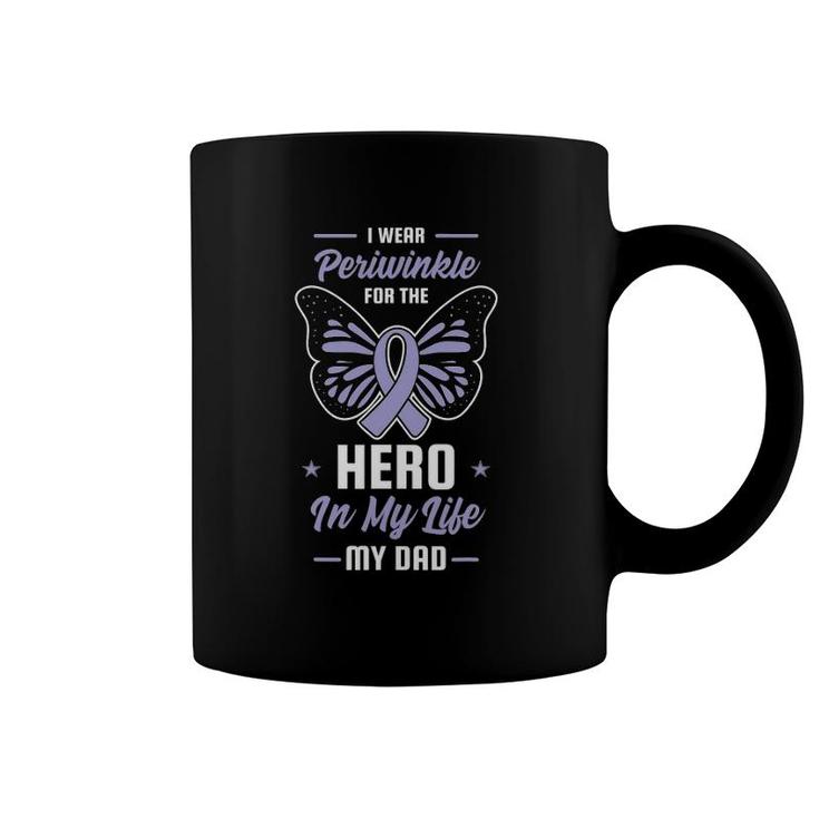 Stomach Cancer Awareness Periwinkle Ribbon Hero Dad Gift Coffee Mug
