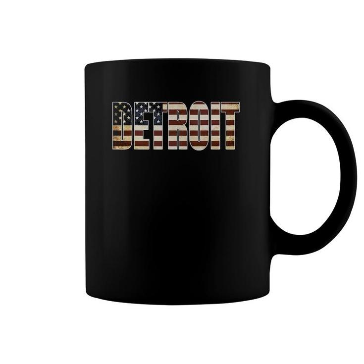 Straight Outta Detroit Us Flag Patriotic Coffee Mug