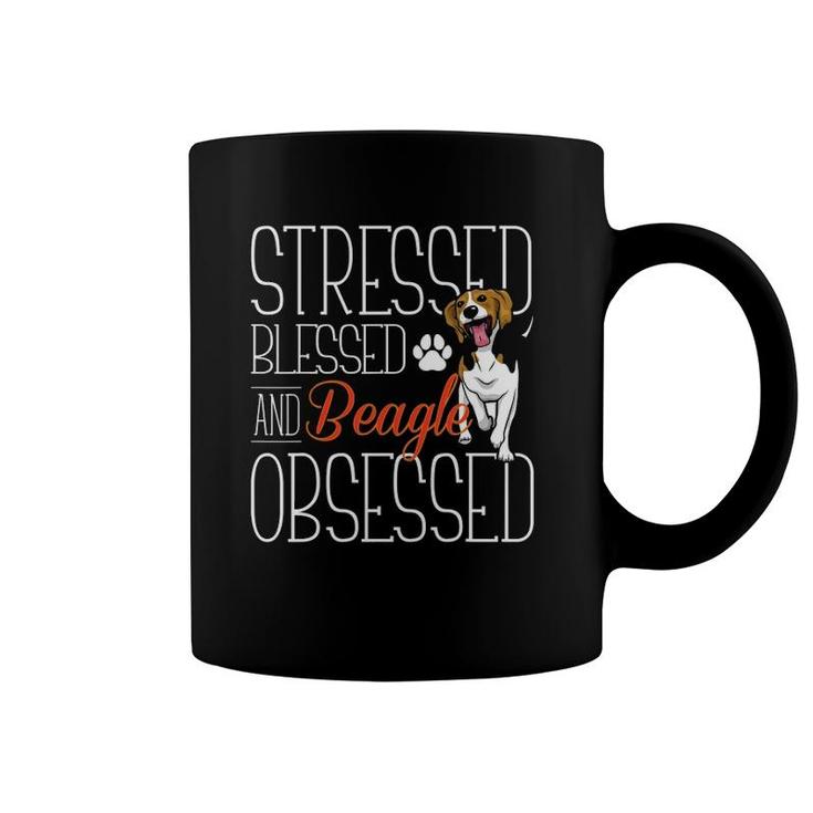 Stressed Blessed & Beagle Obsessed Beagle Dog Coffee Mug
