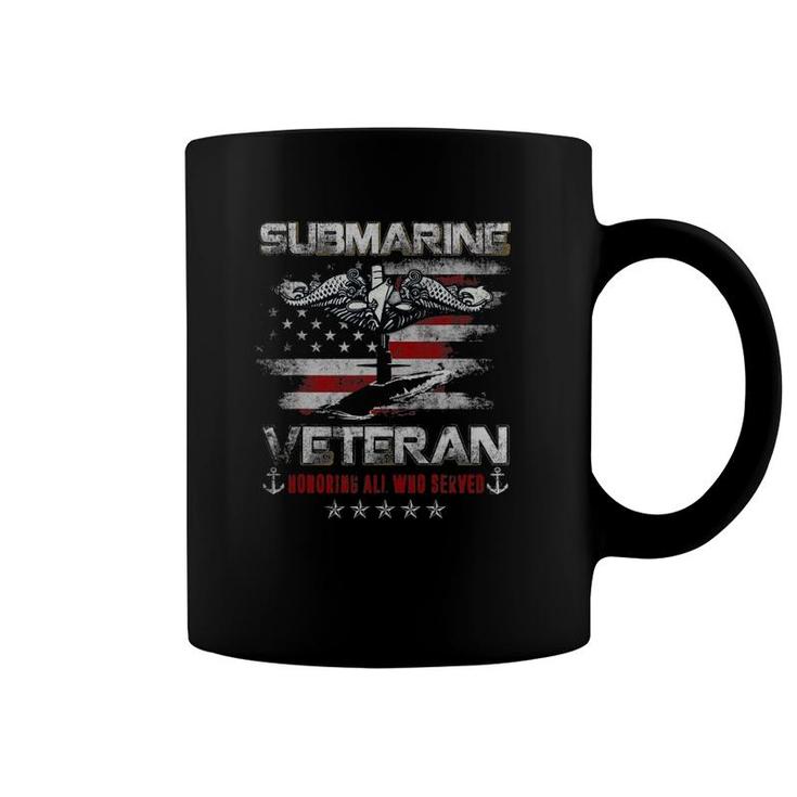 Submarine Veteran Honoring All Who Service Flag Veterans Day Coffee Mug