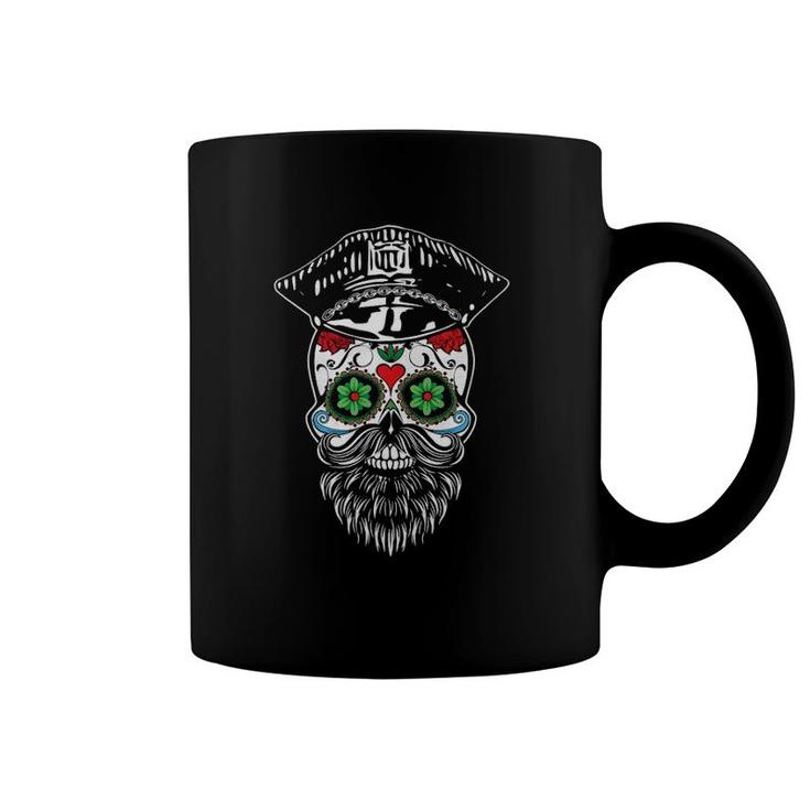 Sugar Skull Gay Daddy Bear & Biker Hat Leather Sugar Skull Coffee Mug