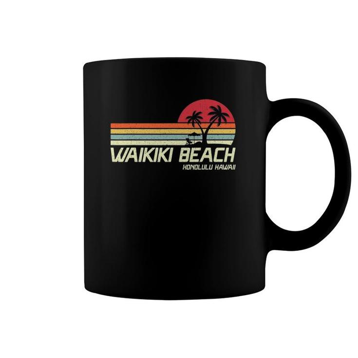 Summer Vacation Vintage Honolulu Hawaii Waikiki Beach Coffee Mug