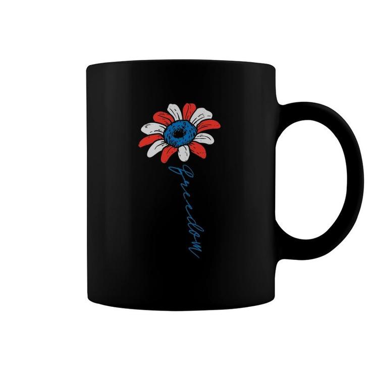 Sunflower Freedom American Flag Usa 4Th Of July Fourth Women Coffee Mug