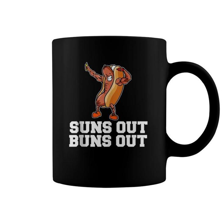 Suns Out Buns Out Funny Hot Dog Cartoon  Coffee Mug