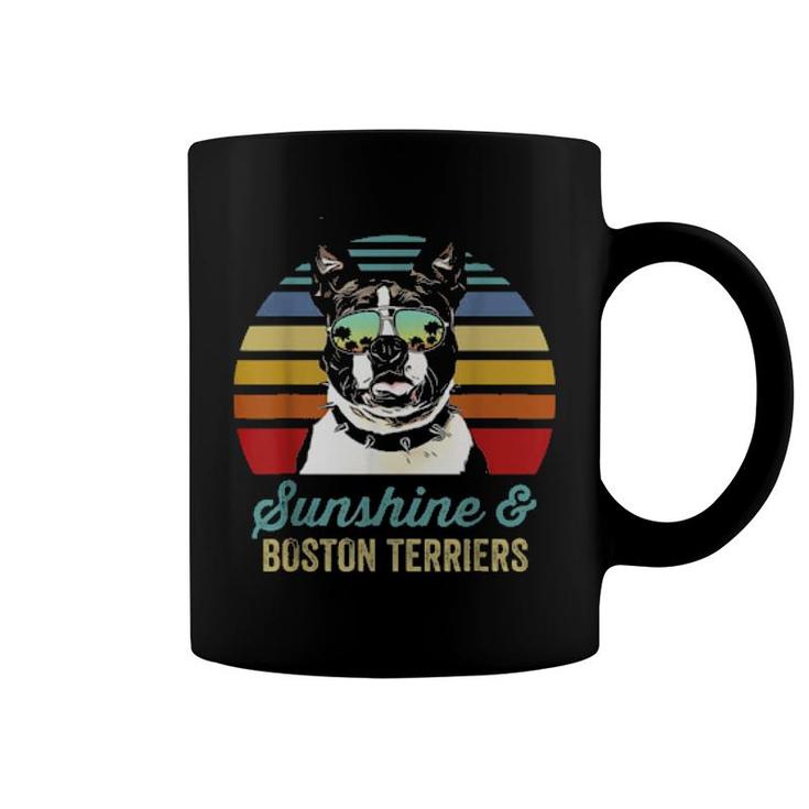 Sunshine And Boston Terriers Vintage Sunset  Coffee Mug