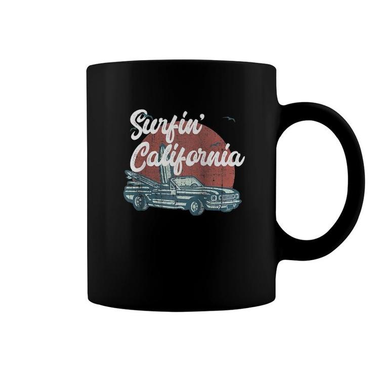Surfin' California Muscle Car Vintage Convertible Surfer Raglan Baseball Tee Coffee Mug