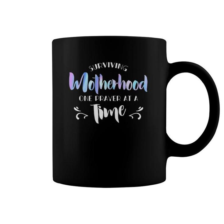 Surviving Motherhood One Prayer At A Time Funny Saying Premium Coffee Mug