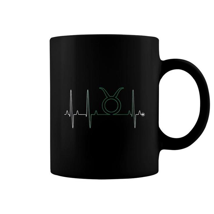 Taurus Zodiac Sign Ecg Heartbeat Coffee Mug