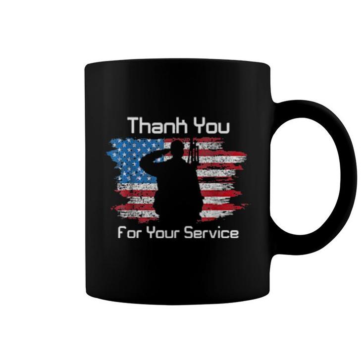 Thank You For Your Service Camouflage Usa Flag Veterans Day  Coffee Mug