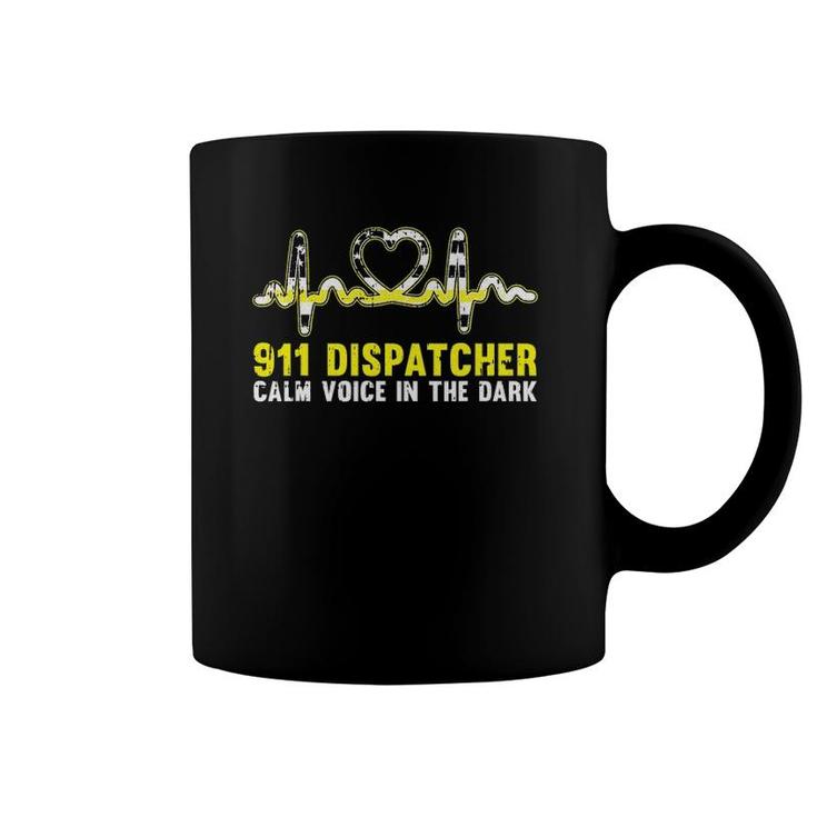 The Calm Voice In The Dark 911 Dispatcher Thin Gold Line Coffee Mug