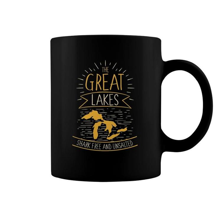 The Great Lakes Shark Free Unsalted Michigan Gift  Coffee Mug