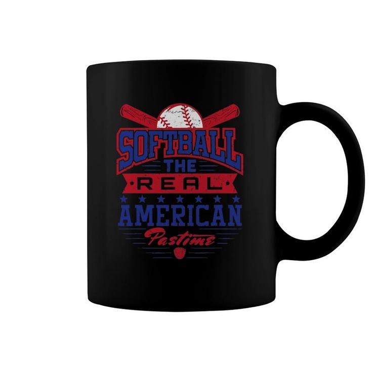 The Real American Pastime Patriotic Softball Player Coffee Mug