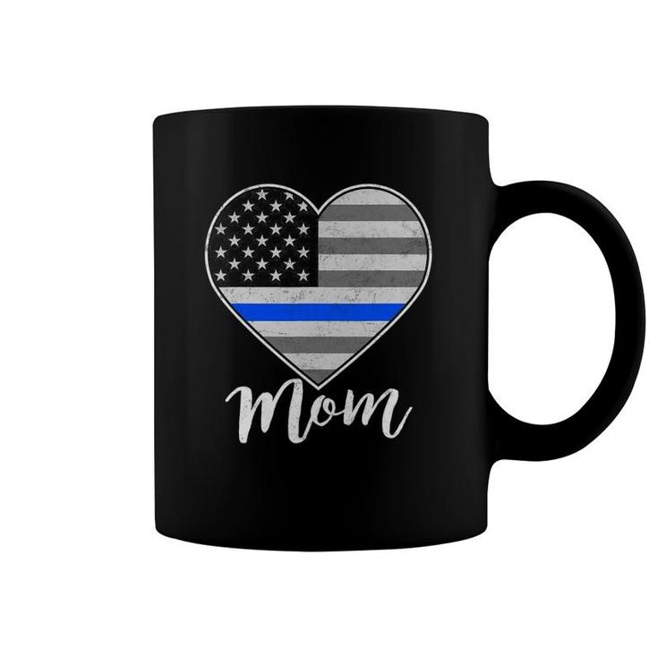 Thin Blue Line Us Flag Police Mom Love My Policeman Gift Coffee Mug