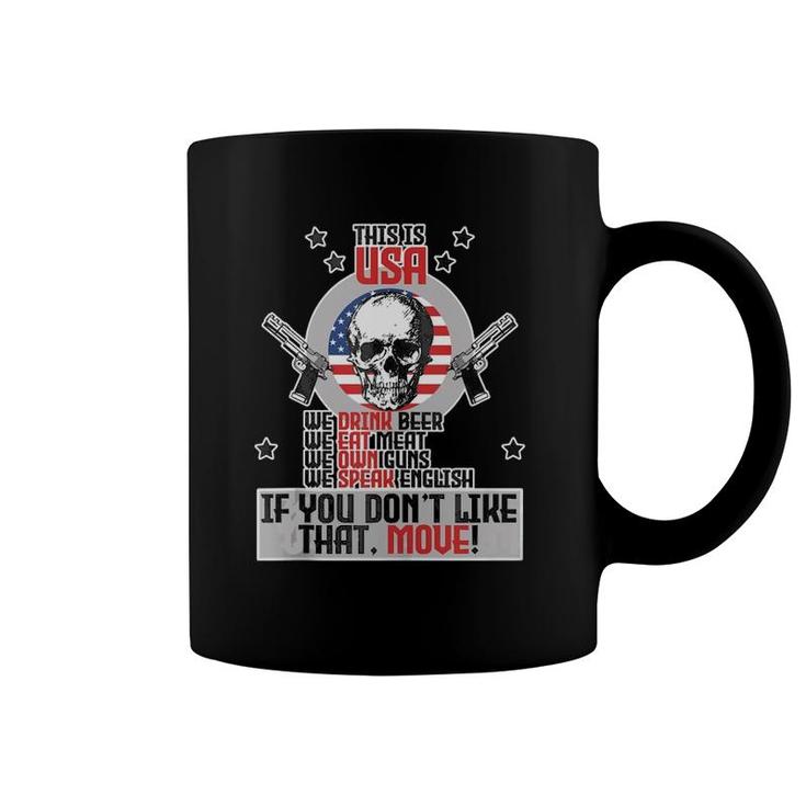 This Is Usa We Love Freedom We Drink Beer Skull Gift  Coffee Mug