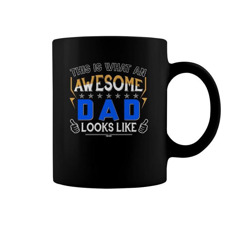This Is What An Awesome Dad Looks Like Father's Day Dad Daddy Thumbs Up Sign Stars Coffee Mug