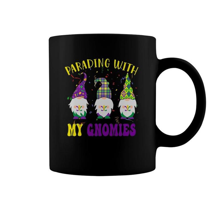 Three Gnomes Mardi Gras Parading With My Gnomies Coffee Mug