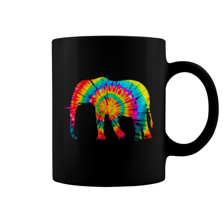 Tiedye Pattern And Tye Dye Colors And Animal Elephant  Coffee Mug