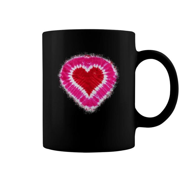 Toddler Kids Adults Red & Pink Heart Tie Dye Valentine's Day Coffee Mug