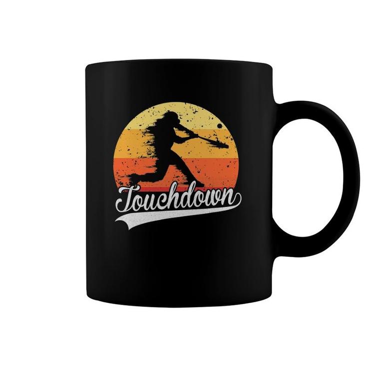 Touchdown Funny Baseball Player Retro Vintage Sunset Homerun Coffee Mug