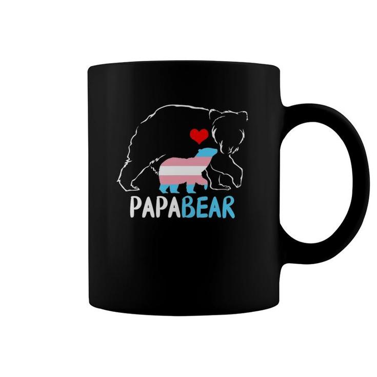 Trans Papa Bear Proud Dad Rainbow Transgender Father's Day Coffee Mug