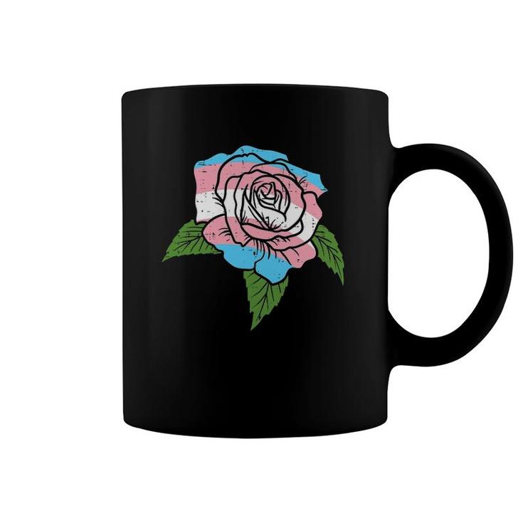 Transgender Rose Pocket Flower Trans Pride Flag Lgbt Coffee Mug