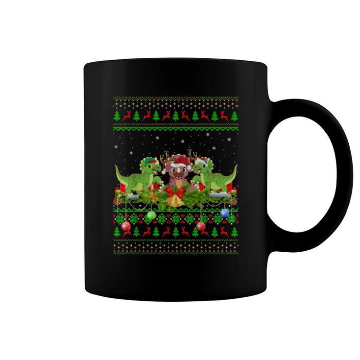 Triceratops Dinosaur Xmas Santa Ugly Triceratops Christmas Coffee Mug